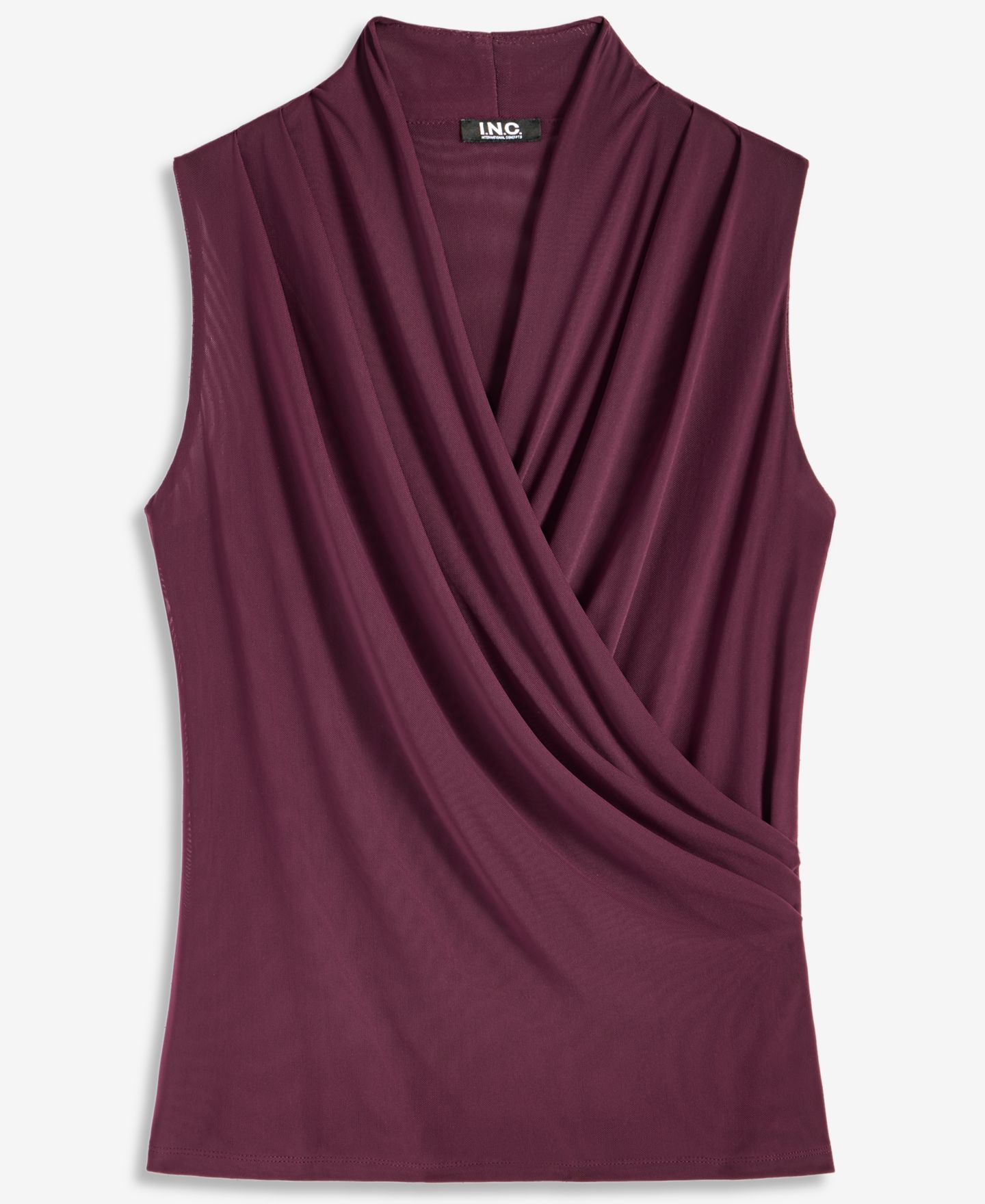 Женский топ I.N.C. International Concepts Mesh Surplice Tank, цвет: Ягодный винный — фото 6