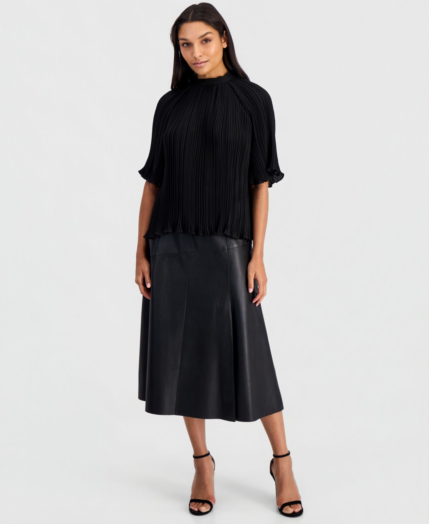 Women's Elbow-Sleeve Pleated Blouse