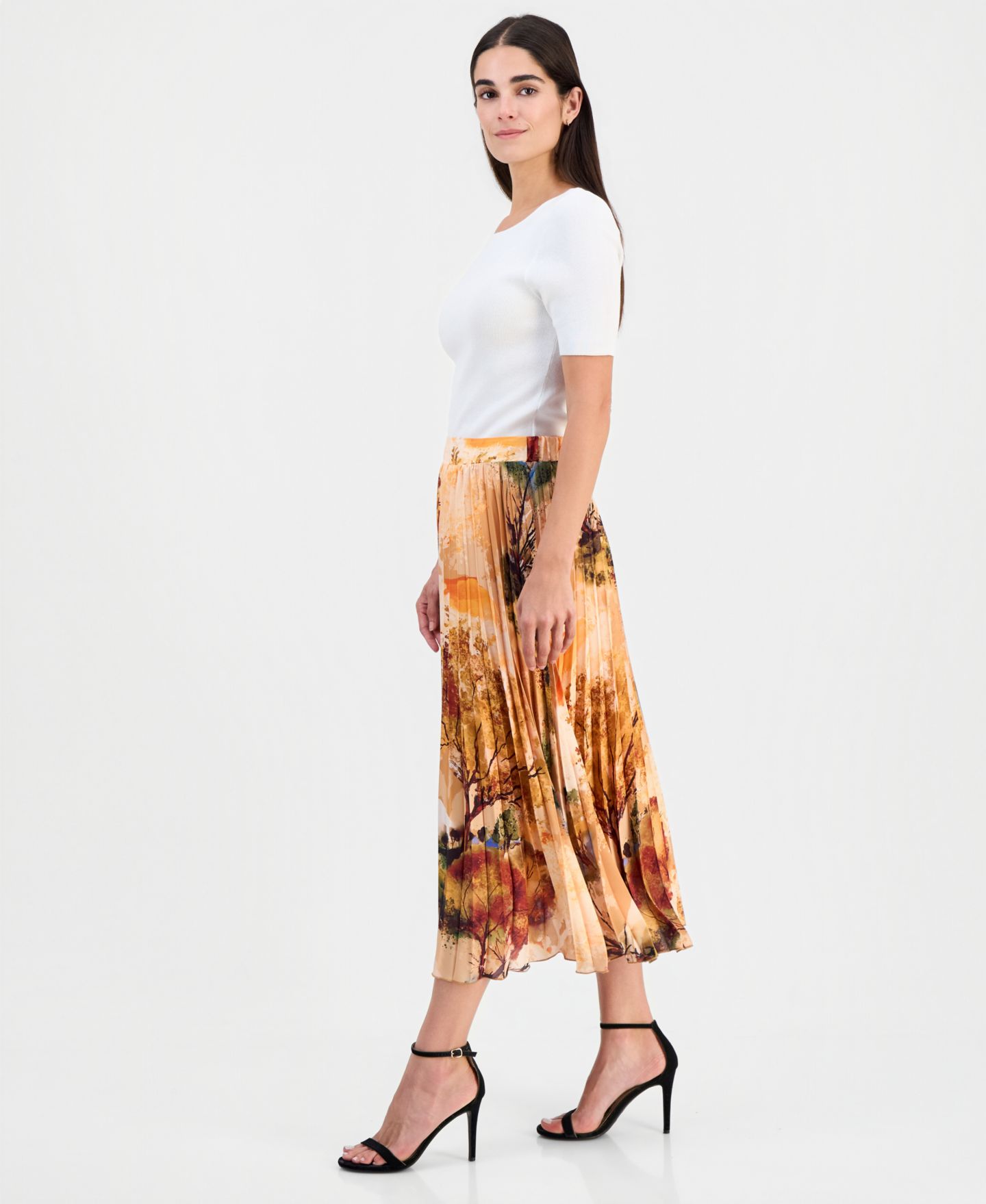 Женская юбка T Tahari Printed Pull-On Pleated, цвет: С принтом — фото 3