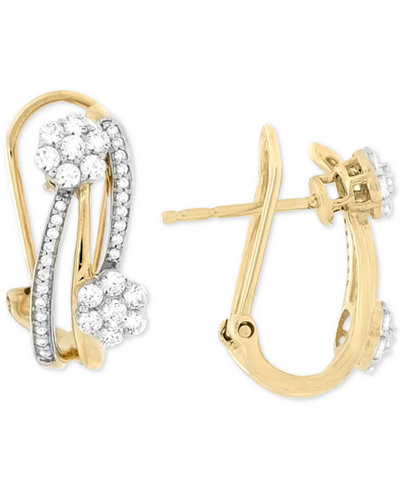Wrapped In Love Diamond Cluster Hoop Earrings (3/4 ct. t.w.) in 14k Gold