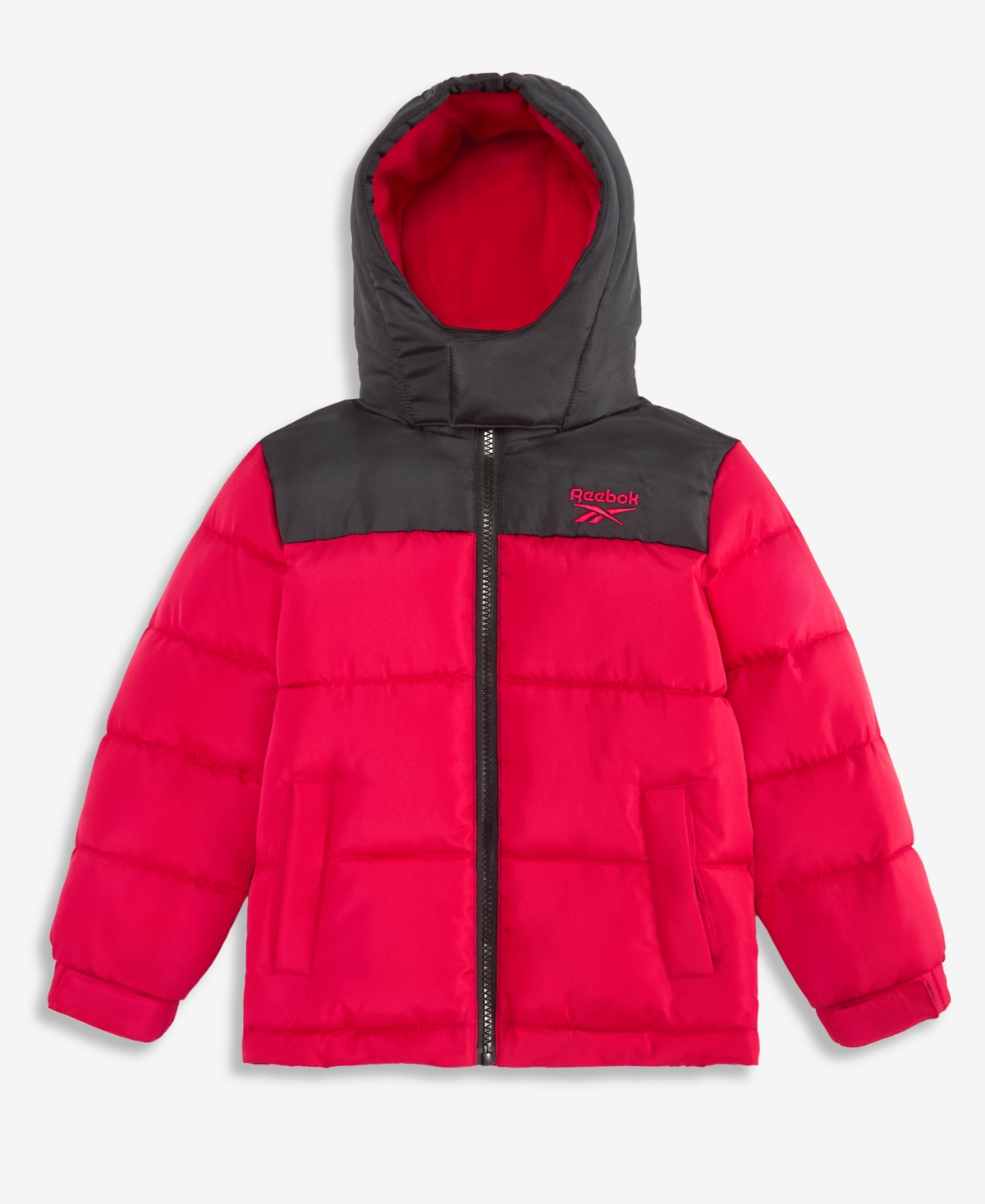 Reebok Boys' Xs-xl Hooded Puffer Jacket - Red