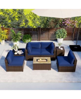 Pieces Outdoor Furniture Set with Fire Pit Table and Propane Tank Cover