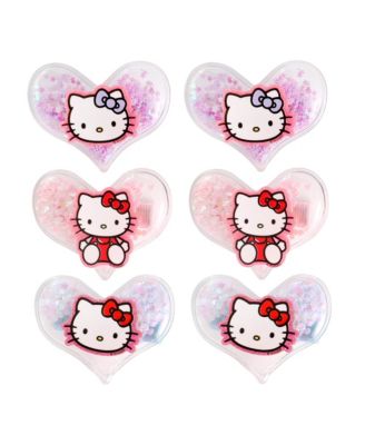 Heart Hair Clip 6-Piece Set Official License, Snap Back Shaker Hair Clips, Sanrio Accessories