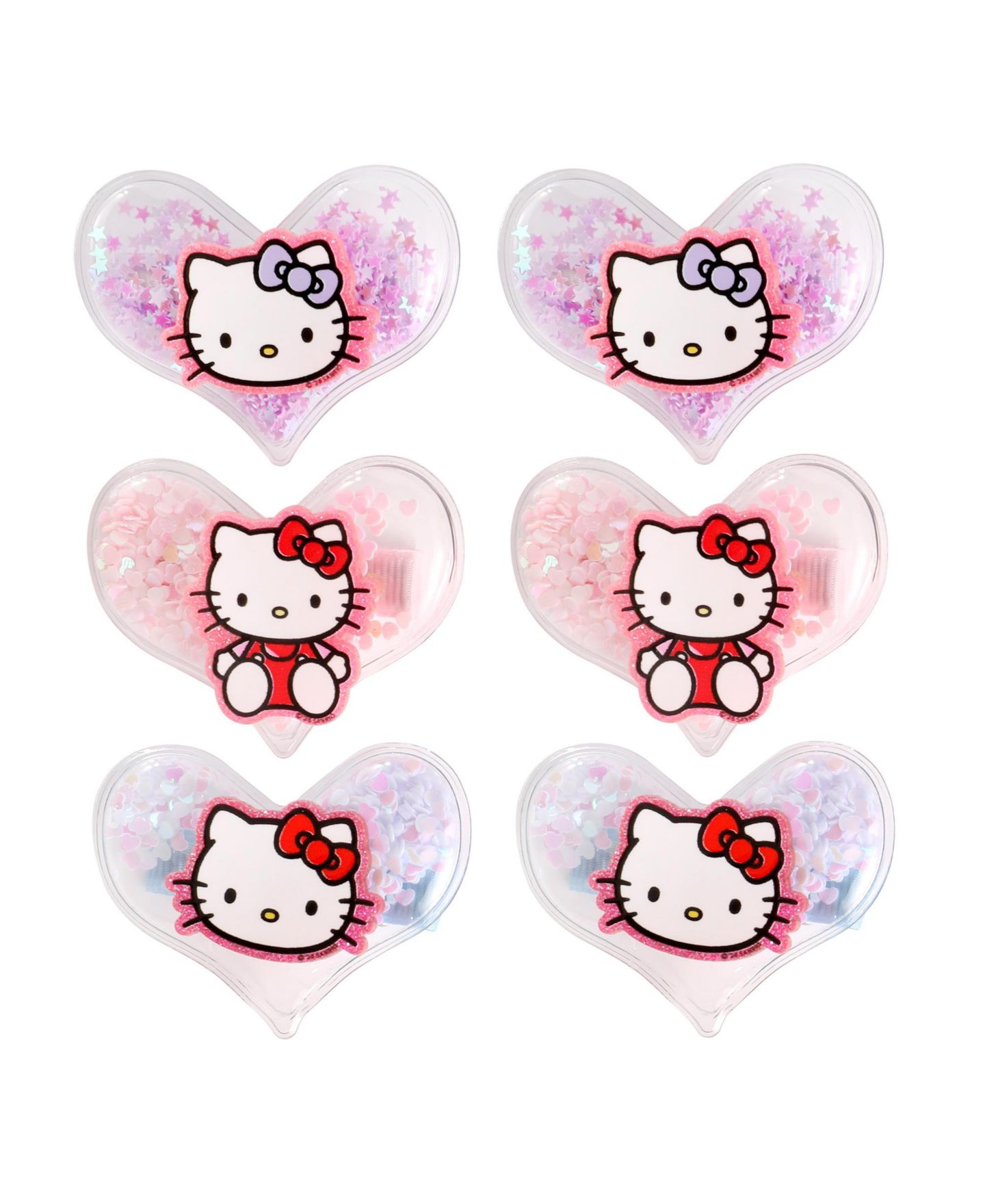 Детские аксессуары для волос Hello Kitty Heart Hair Clip 6-Piece Set Official License, Snap Back Shaker Hair Clips, Sanrio Accessories, цвет: Разноцветный — фото 1