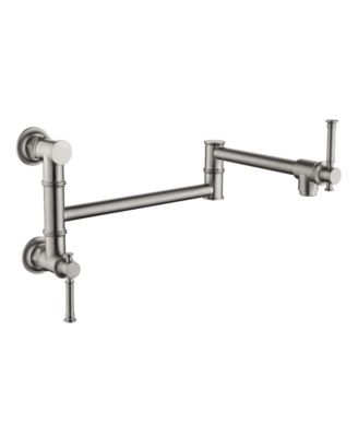 Wall mounted Pot Filler Faucet, Modern Brass Pot Filler Two-Attachment Wall Mount Folding Kitchen Pot Filler Swing Arm