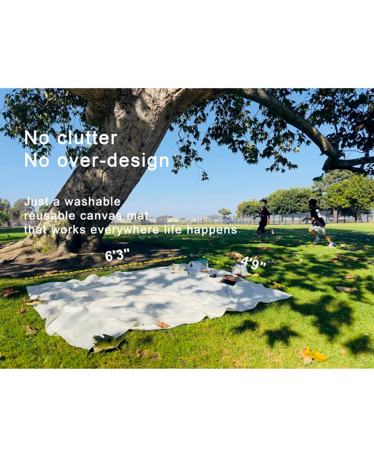 Aofar Picnic Blanket Canvas Washable Large Strap 4'9" x 6'3"
