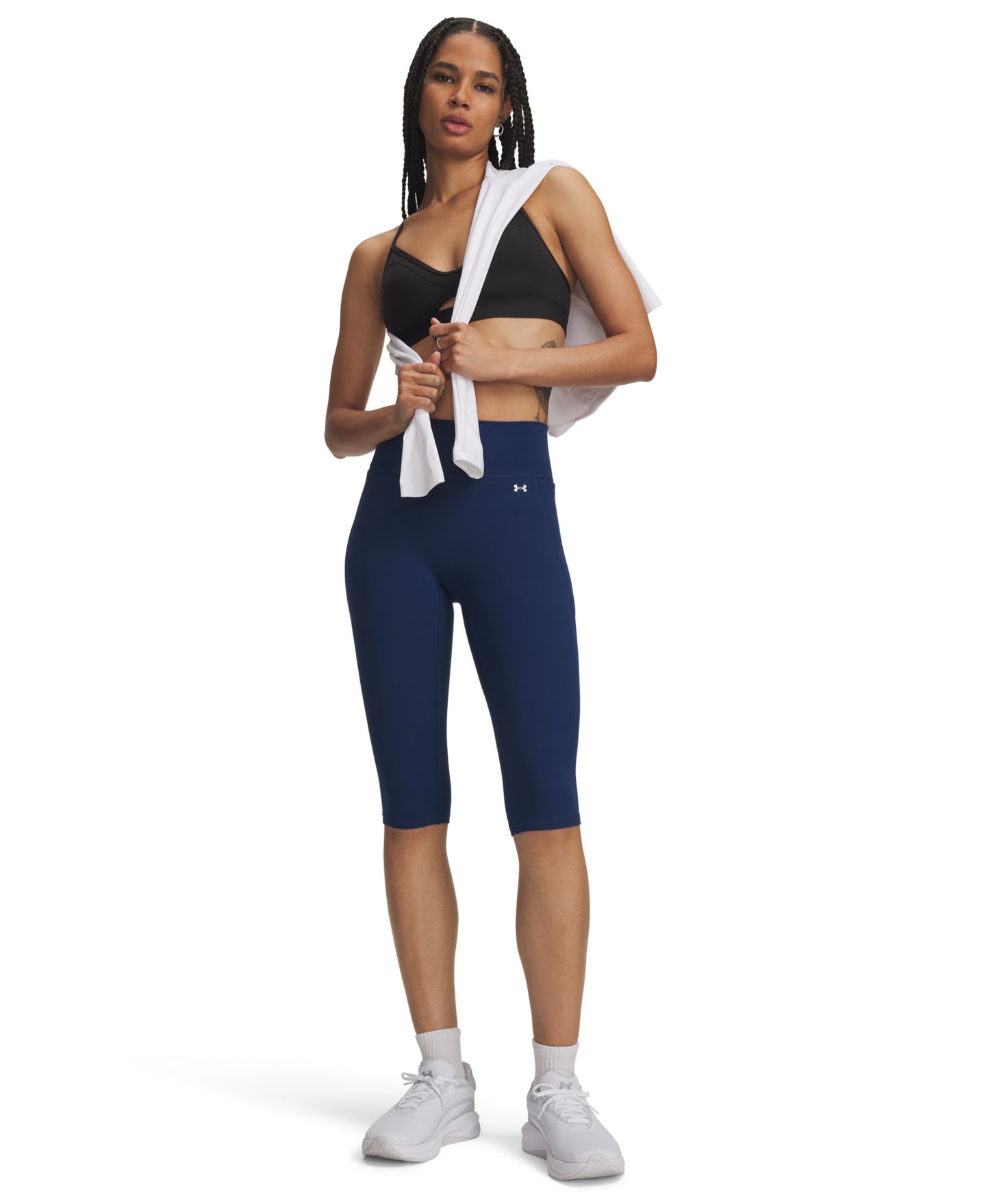 Женские брюки Under Armour Motion Capri, цвет: Тёмно-синий / Белый — фото 2