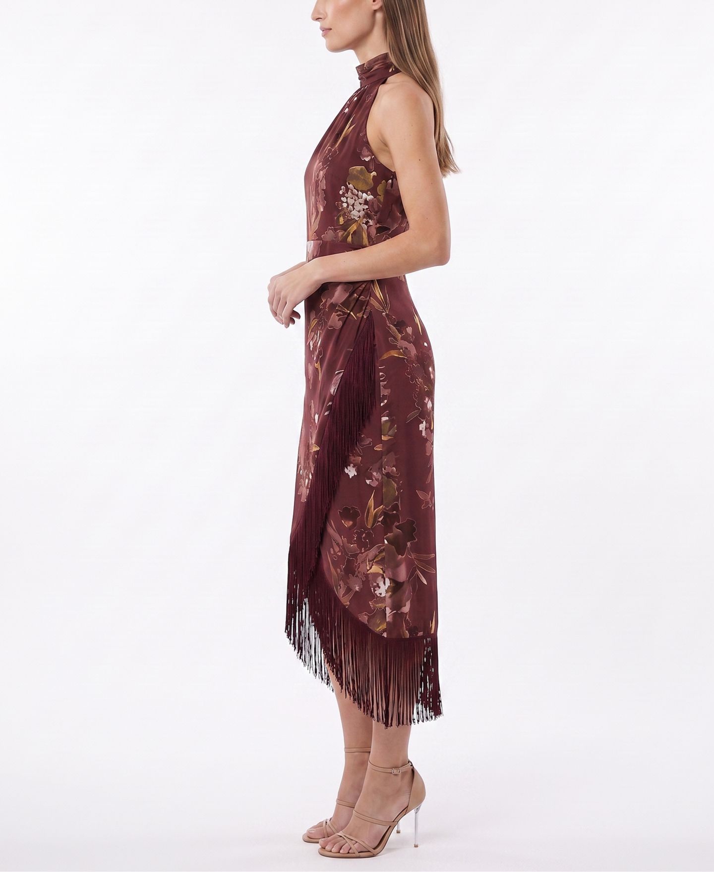 Женское платье Taylor Tassel Trimmed Halter, цвет: Бордовый — фото 2