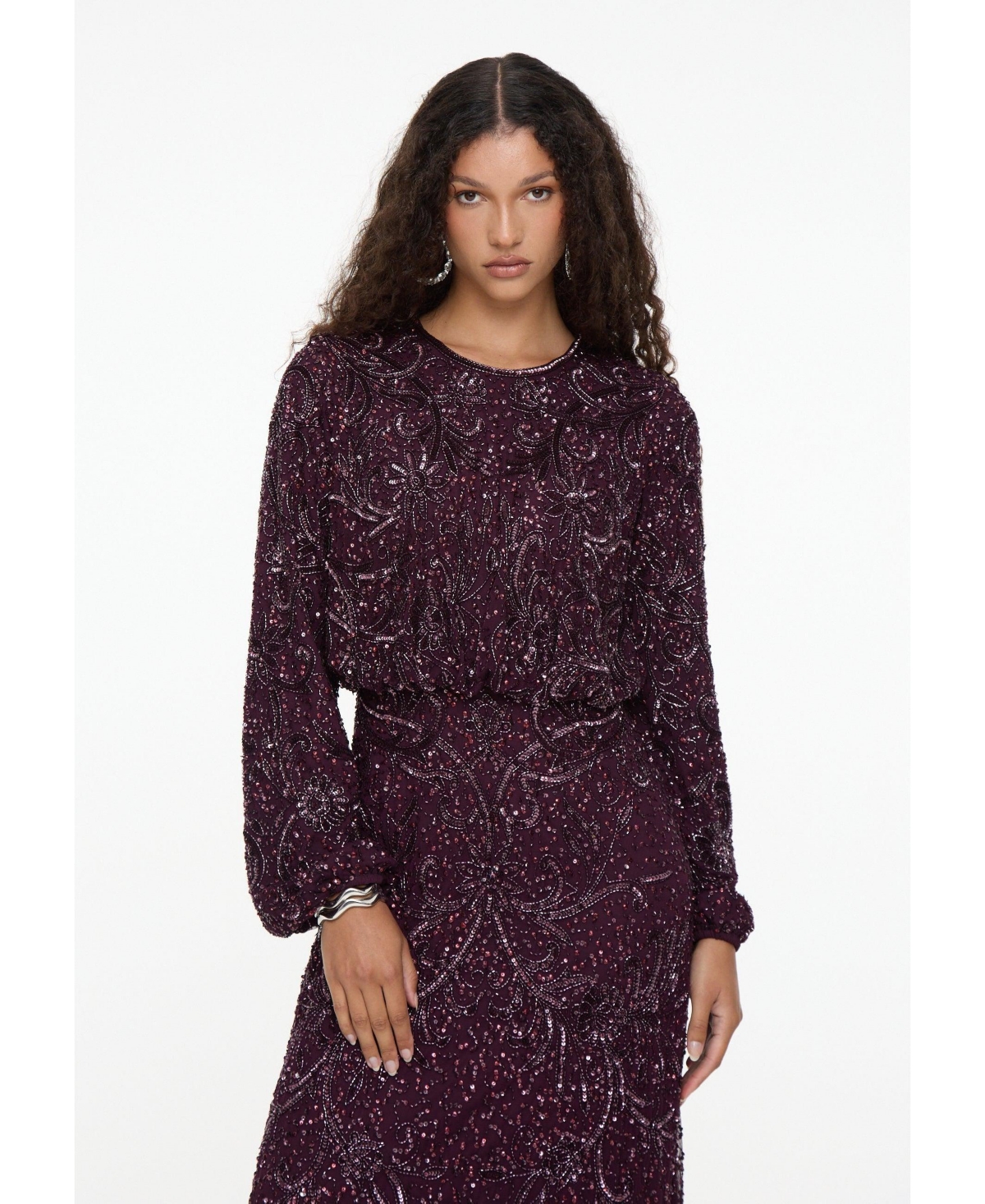 Maryisa Women's Modest Embellished Sequin Dress