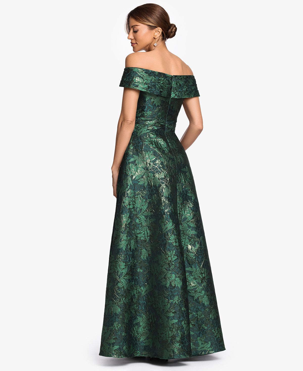 XSCAPE Women's Off-The-Shoulder Brocade Print Ball Gown view 4 — MAYCSS fashion products