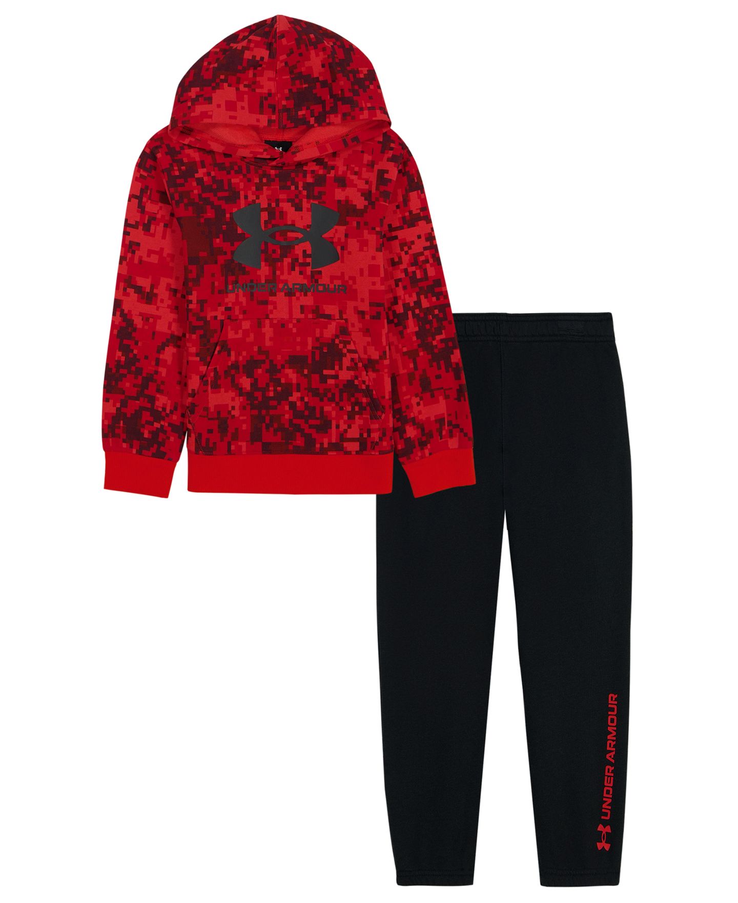 Детский комплект Under Armour Rival: флисовое худи и джоггеры, 2 предмета, цвет: Красный камуфляжный — фото 5