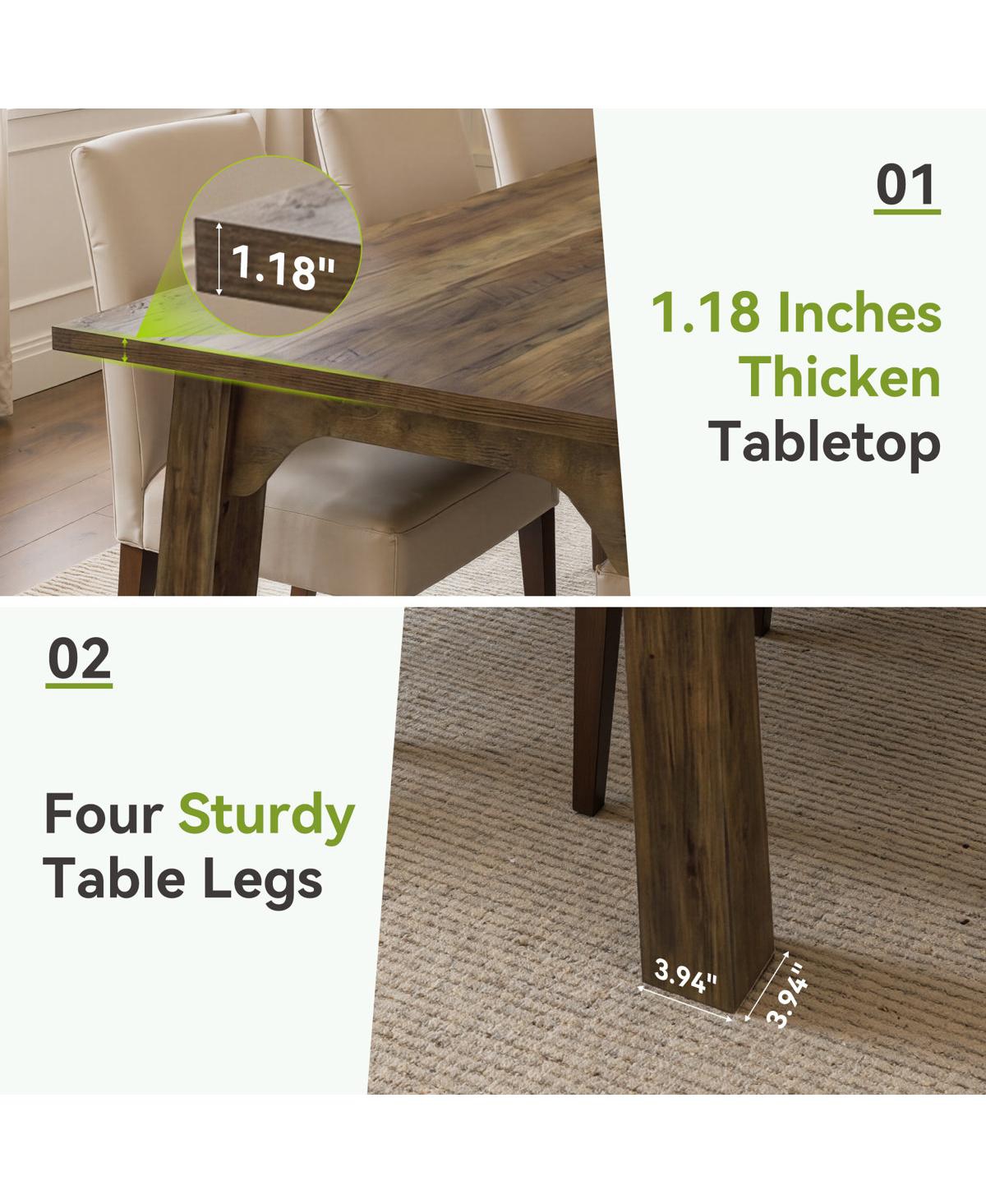Tribesigns 63 Inch Farmhouse Dining Table for 4-6, Kitchen Table For Kitchen and Dining Room