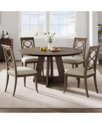 47 Inch Farmhouse Kitchen Round Dining Table for 4-6 Dining Room, Living Room, Kitchen (Table Only)