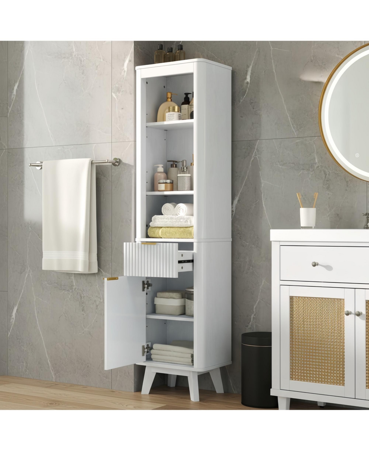 Phying 68 Inch Tall Storage Cabinet Freestanding Bathroom Cabinet Multipurpose Organizer Cabinet for Bathroom