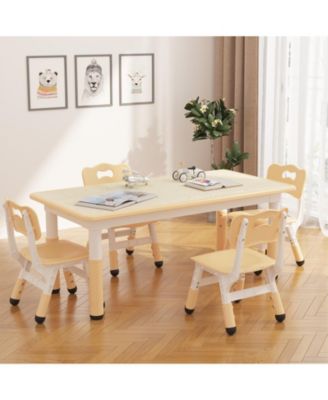 Height Adjustable Kids Table with 4 Chairs, Graffiti Tabletop, Anti-Slip Legs, Arts and Crafts Furniture, Home, Daycare, Classroom