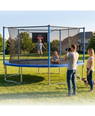 Classic Trampoline with 5 Legs and Basketball Hoop
