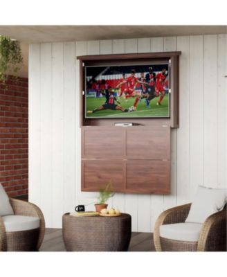 Outdoor TV Cabinet - Wall-Mounted Enclosure for TVs, Dual-Arm Steel Bracket, Weatherproof for Covered Patio and Pergola