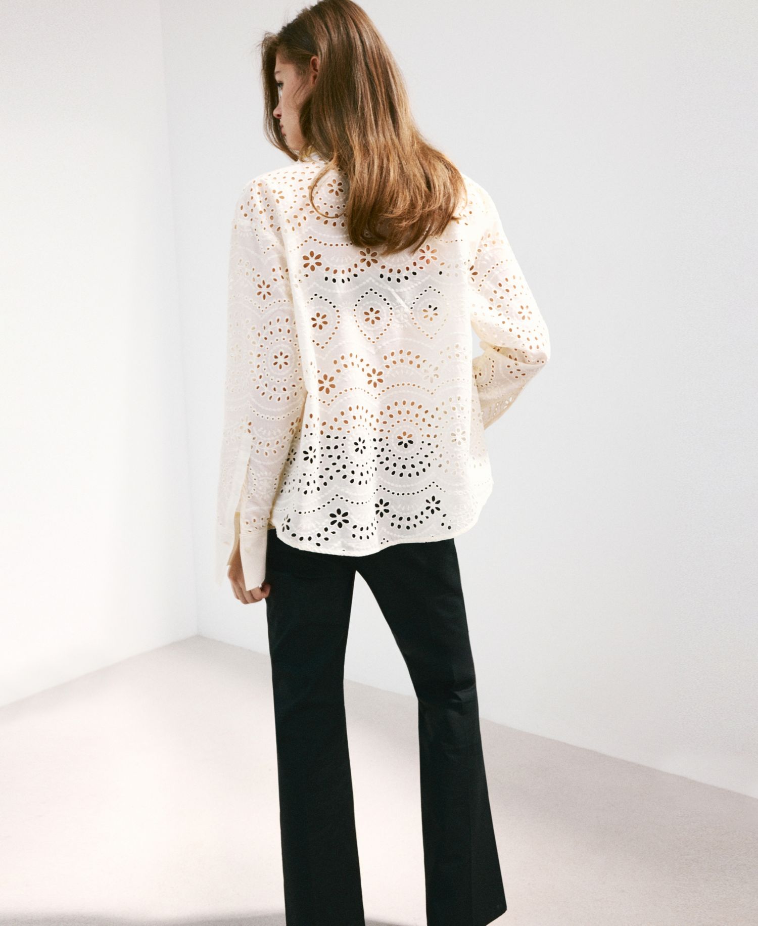 Women's Openwork Embroidery Cotton Shirt