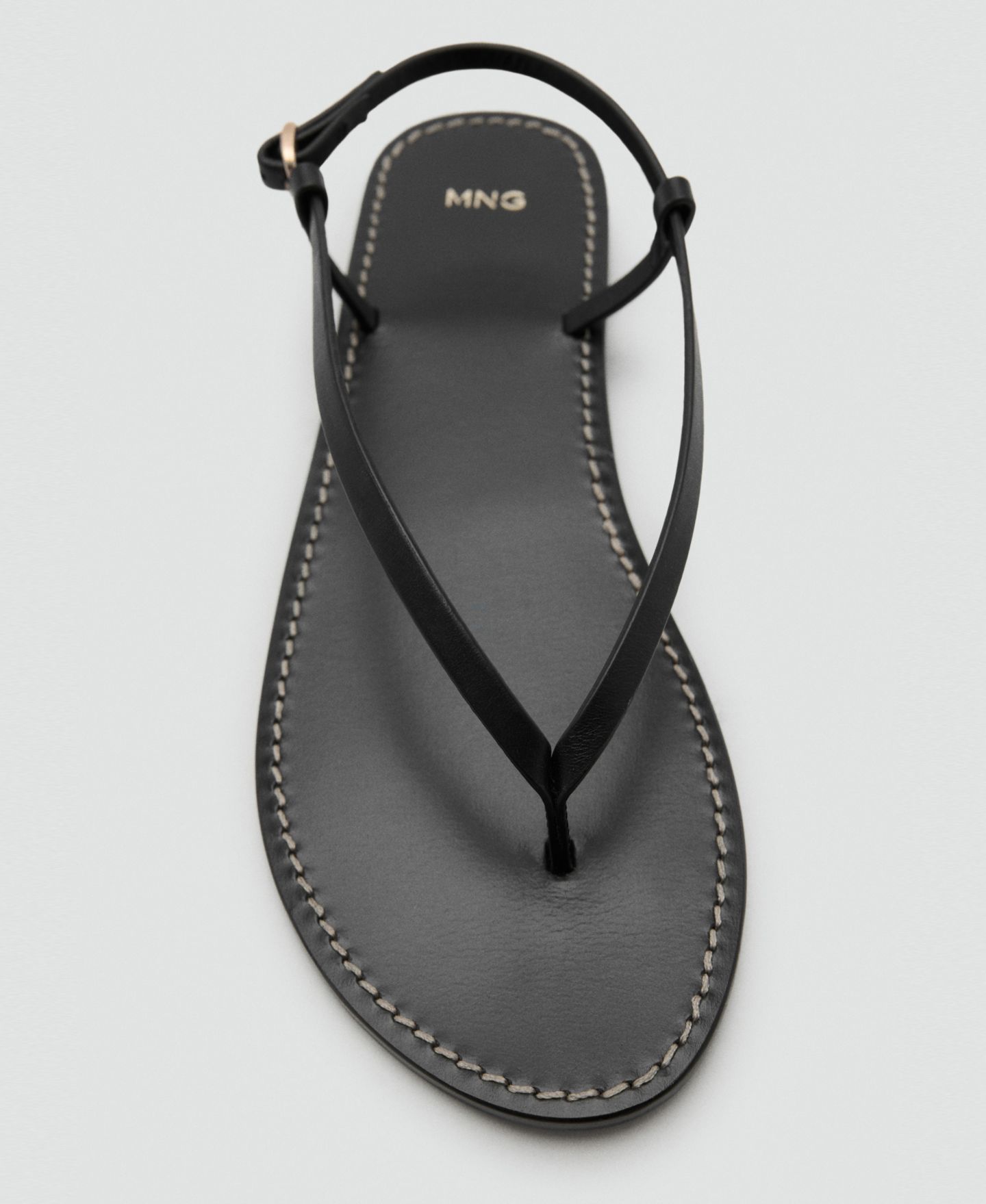 Женские сандалии Mango Wide Strap Leather, цвет: Чёрный — фото 3