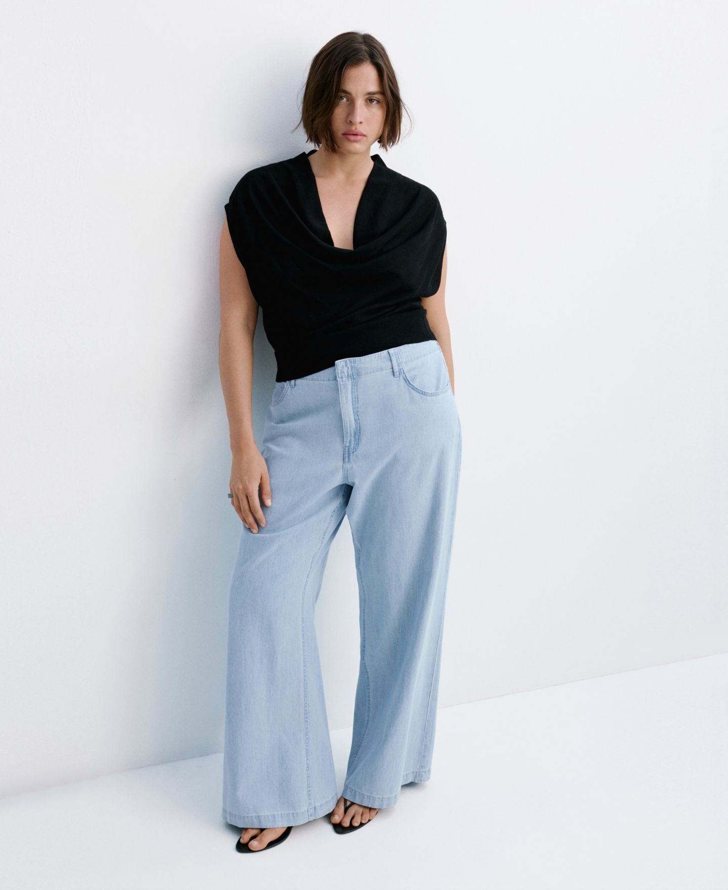Женские джинсы Mango Wide Leg Mid-Rise, цвет: Светлый синий — фото 5