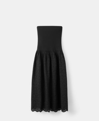 Women's Openwork Embroidery Strapless Dress