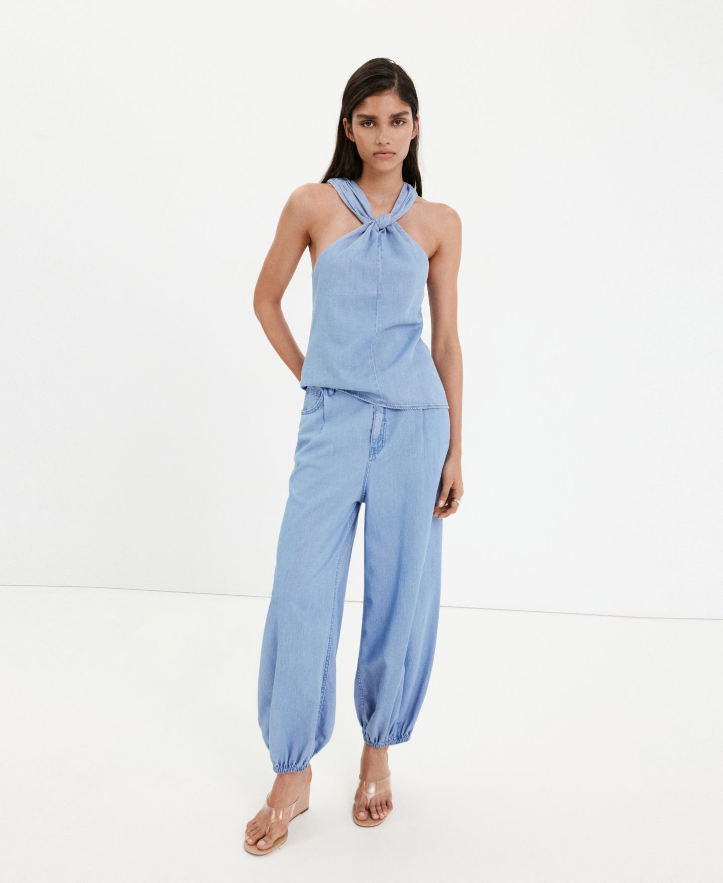 Женские джинсы Mango High-Waisted Baggy, цвет: Светлый синий — фото 2