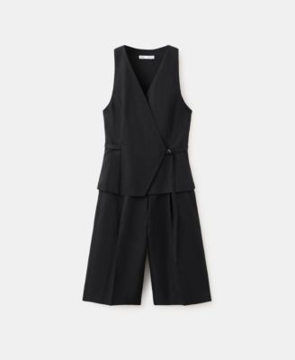 Women's Linen-Blend Wrap Jumpsuit