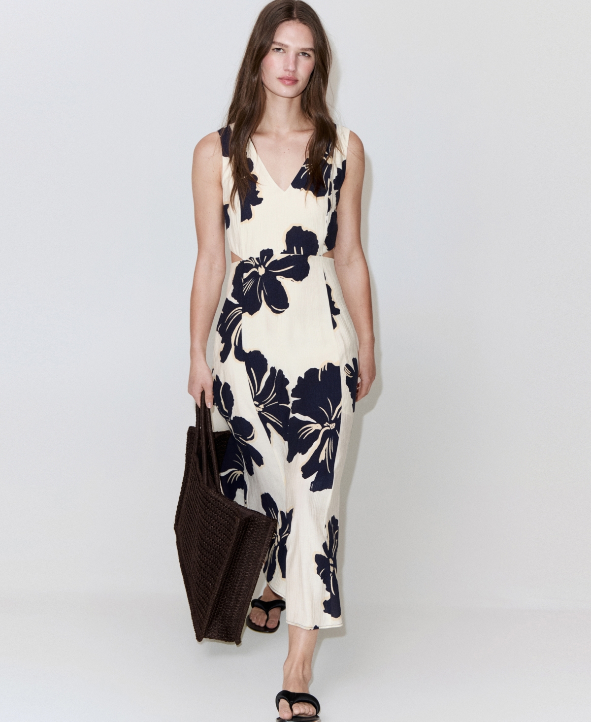 Mango Women's Cutouts Floral-Printed Dress