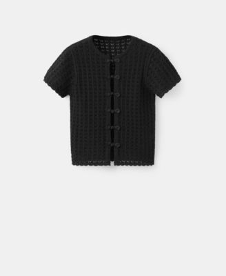 Women's Toggles Openwork Knit Cardigan