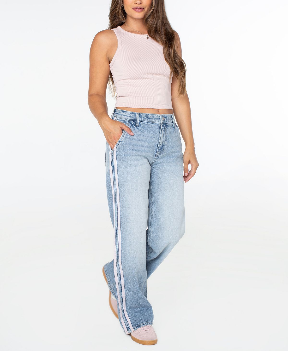 Celebrity Pink Women's Side-Striped Wide-Leg Jeans view 2 — MAYCSS fashion products