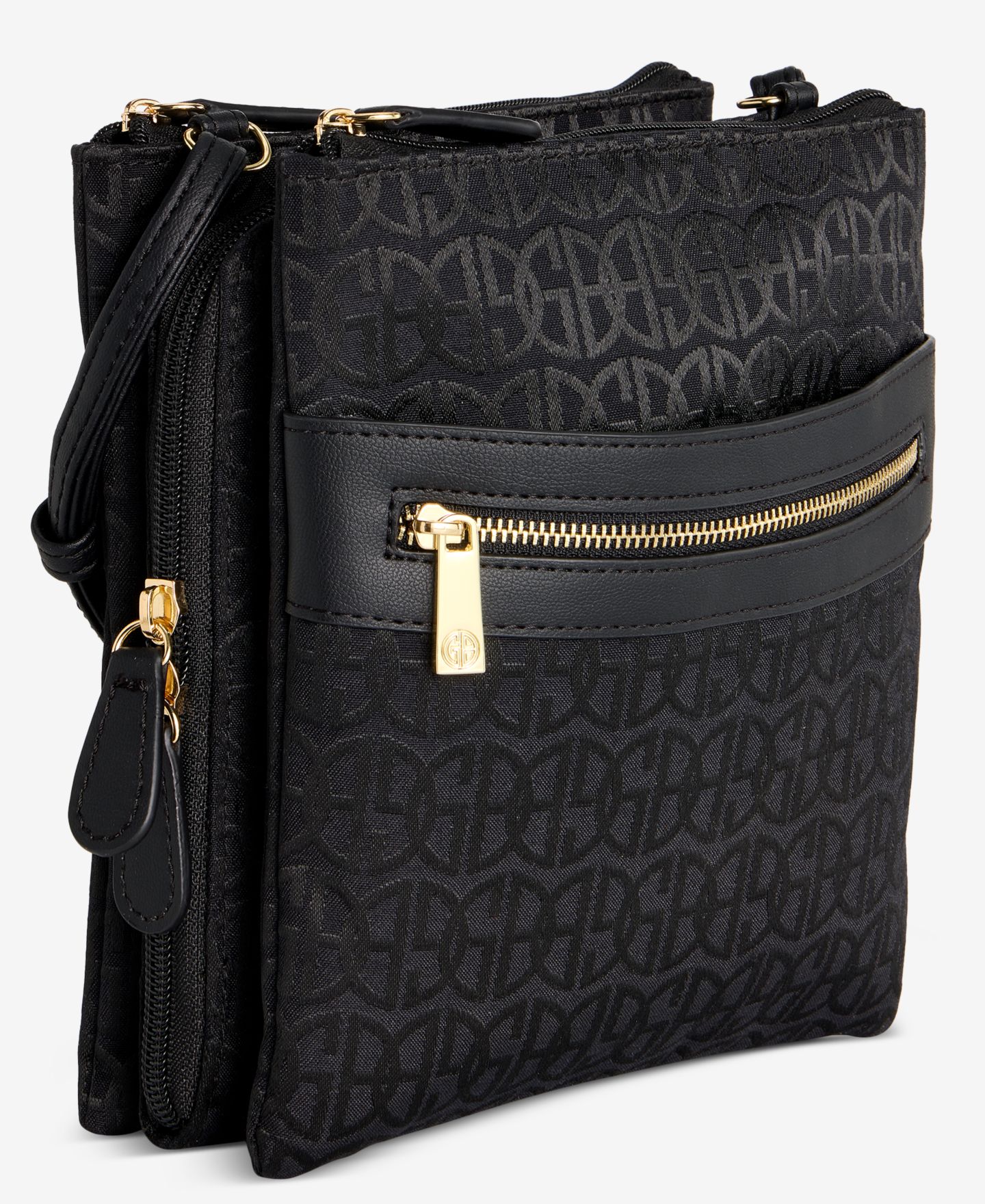 Женская сумка Giani Bernini Triple-Zip Jacquard Dasher Crossbody, цвет: Чёрный — фото 6