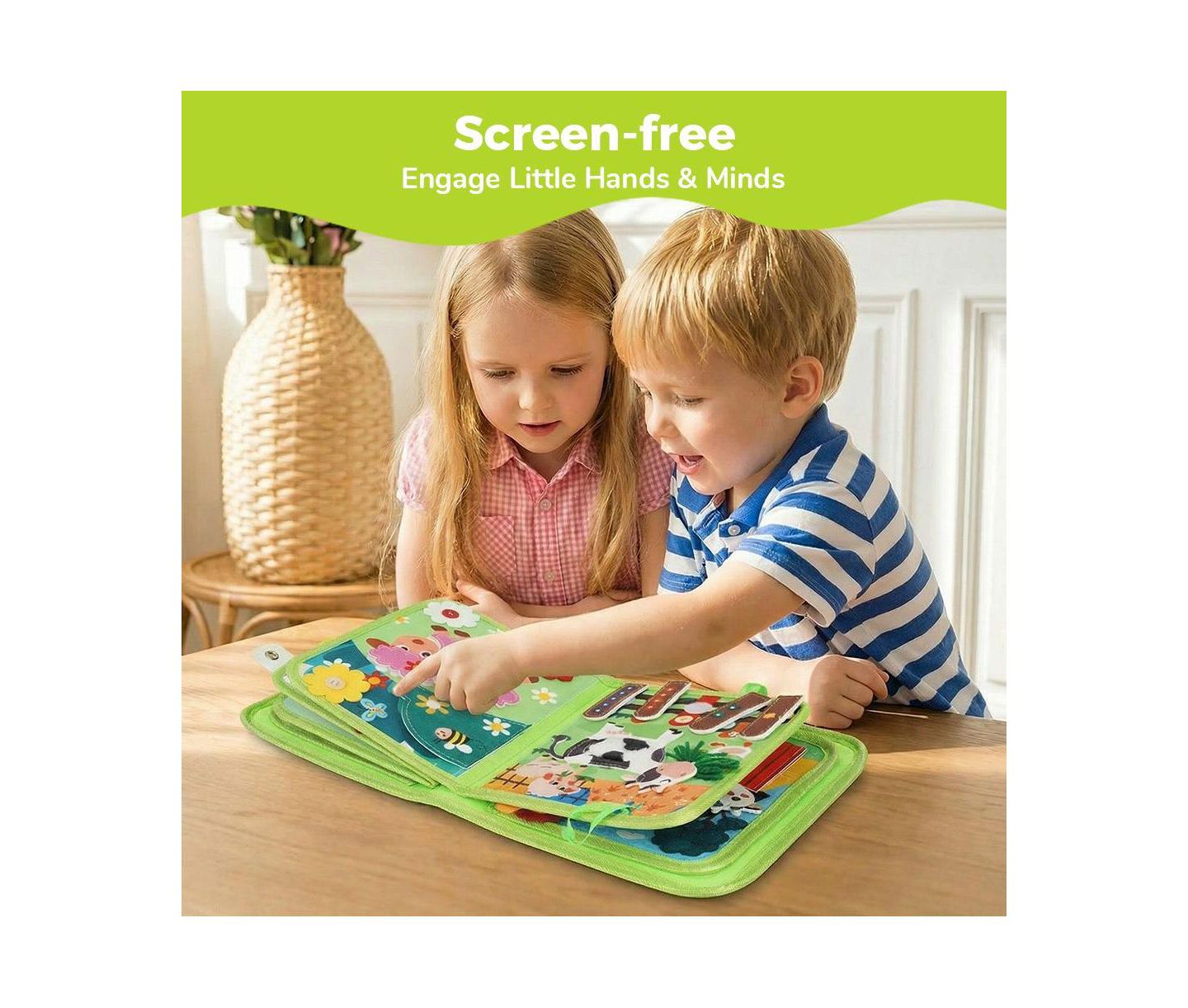 Детская игрушка Cowin Montessori Farm Busy Book, 10-Page Interactive Book, Ages 1+ — фото 4