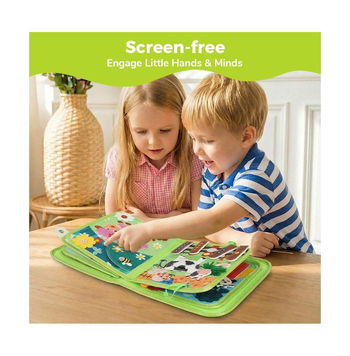 Cowin Busy Board Farm Busy Book Developing Sensory Board Montessori Toys for Toddler