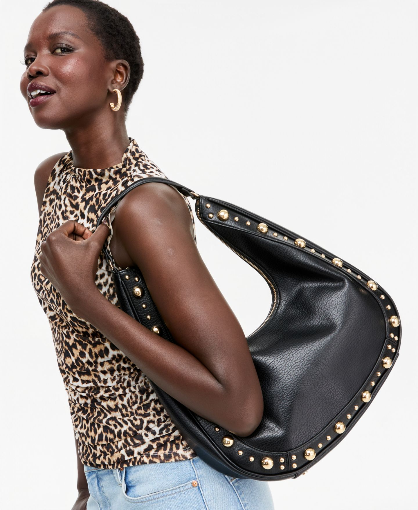 Женская сумка I.N.C. International Concepts Kyel Studded Hobo, цвет: Чёрный — фото 7