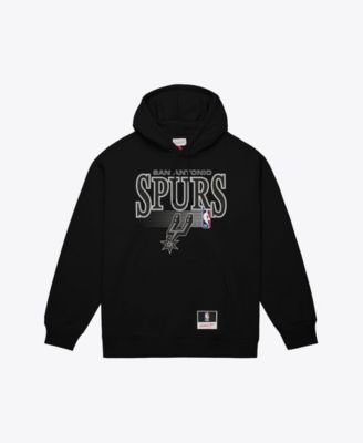 Men's Mitchell Ness Black San Antonio Spurs Team Name Stack Logo Hoodie