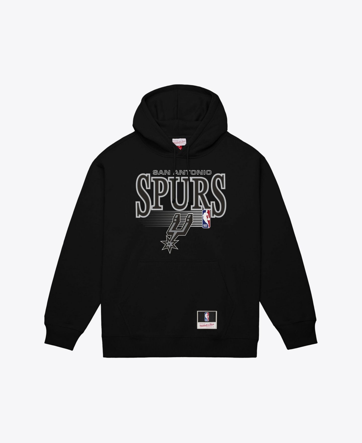 Мужское худи Mitchell & Ness Mitchell Ness Black San Antonio Spurs Team Name Stack Logo — фото 1