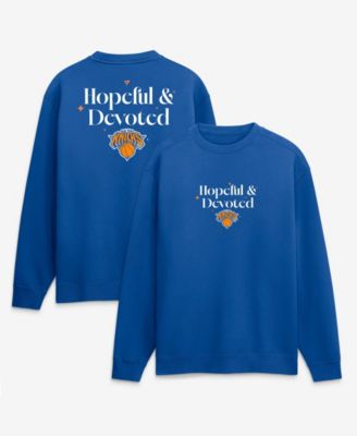 Men's Blue New York Knicks Hopeful Devoted Fleece Crew Sweatshirt