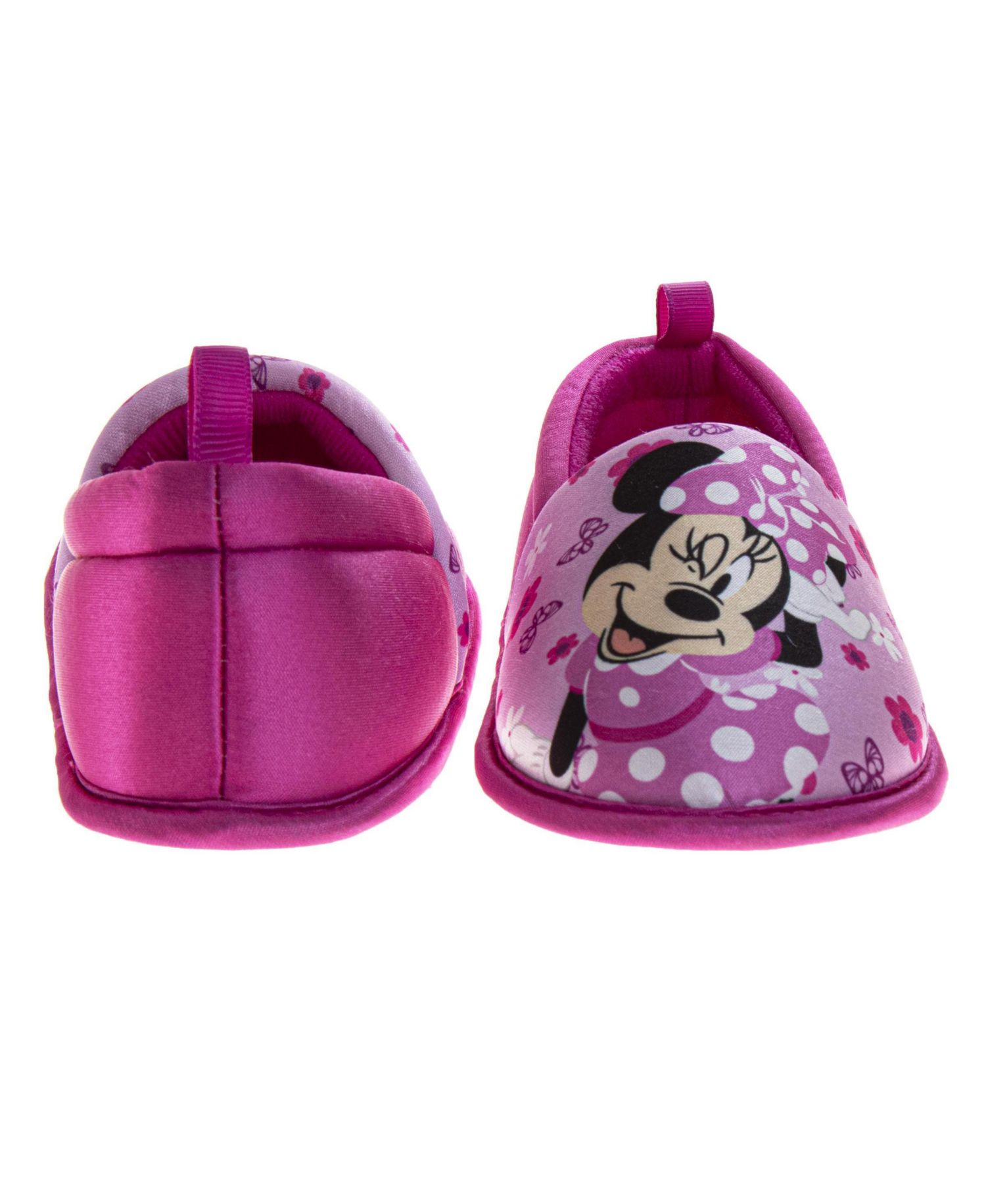 Minnie Mouse Slippers Girls Soft Plush Cozy Warm Comfort Fit NonSkid Sole Indoor Wear (Toddler / Little Kid)