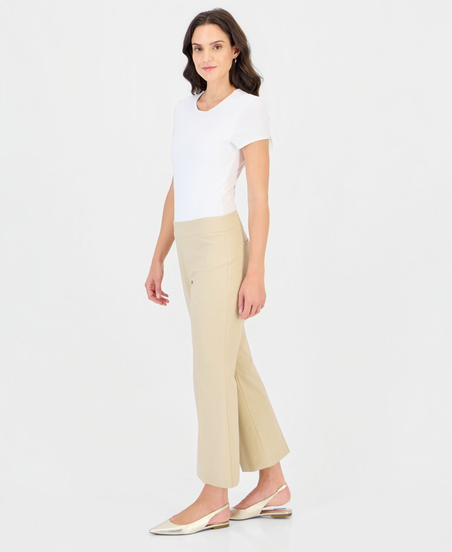 Женские брюки JM Collection Mid-Rise Cropped Kick Flare Pull-On, цвет: Кофейный — фото 3