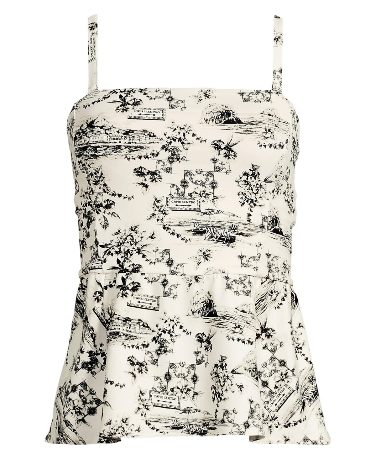 Lands' End Women's Sculpting Waveshaper Peplum Swim Tankini Top