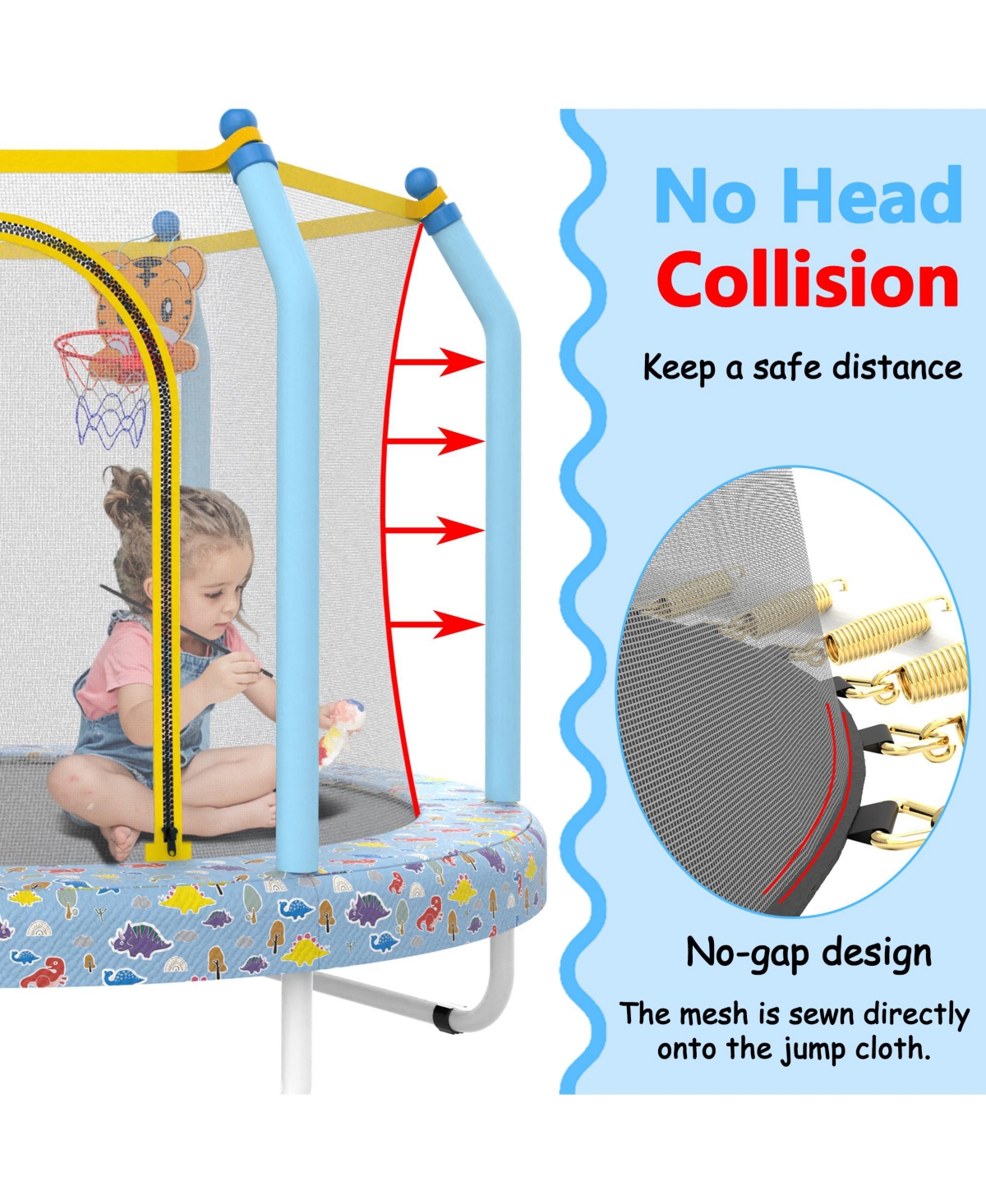 Zeny Trampoline for Kids Indoor and Outdoor Small Toddler with Basketball Hoop