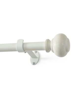 Rhinebeck 1-Inch Adjustable Decorative Single Curtain Rod with Faux Wood Ball Finials
