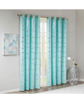 Total Blackout Metallic Print Grommet Top Curtain Panel