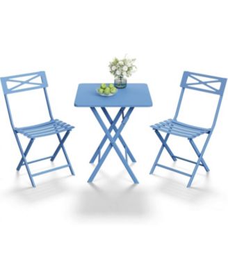 3 Piece Patio Bistro Set, Folding Outdoor Furniture with Premium Steel Frame