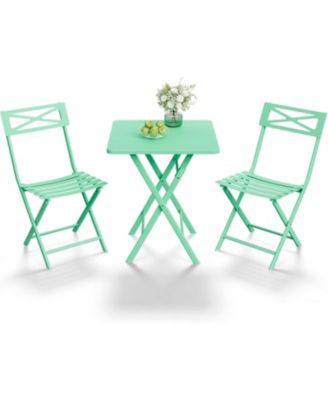 3 Piece Patio Bistro Set, Folding Outdoor Furniture with Premium Steel Frame