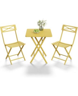 3 Piece Patio Bistro Set, Folding Outdoor Furniture with Premium Steel Frame