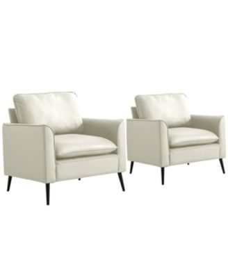 Modern Accent Living Room Chairs Set of 2, PU Leather fabric, Upholstered Arm Chair, for Living Room/Lounge/Office/Reception