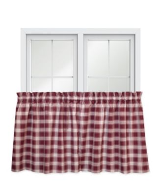 Country Check Tailored With 1.5inch  Rod Pocket Window Tiers Brick