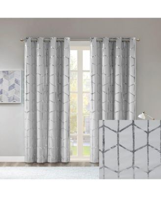 Total Blackout Metallic Print Grommet Top Curtain Panel