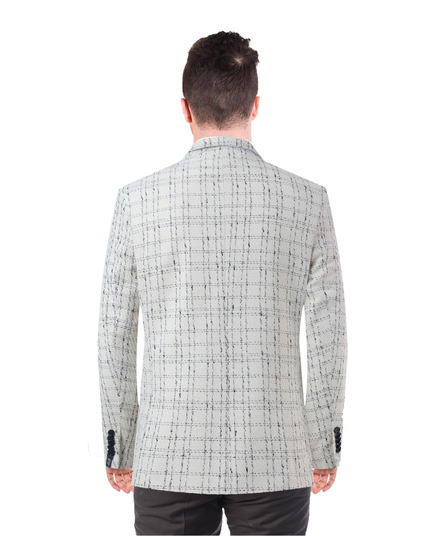 Мужской пиджак Elie Balleh Slim Fit Plaid Boucle Sport coat, цвет: Белый — фото 2